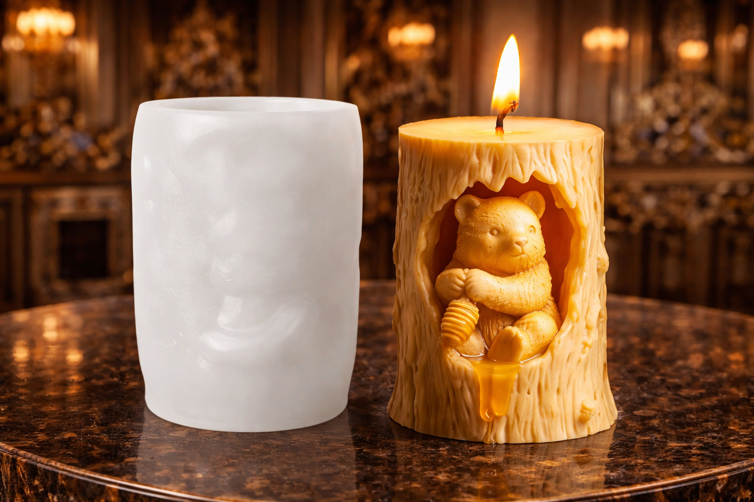 Bear mold pillar candle