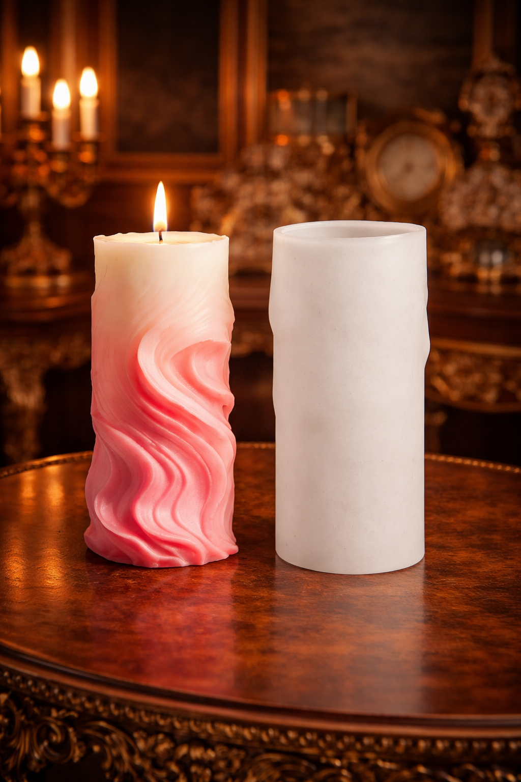 Designer pillar candle mold a