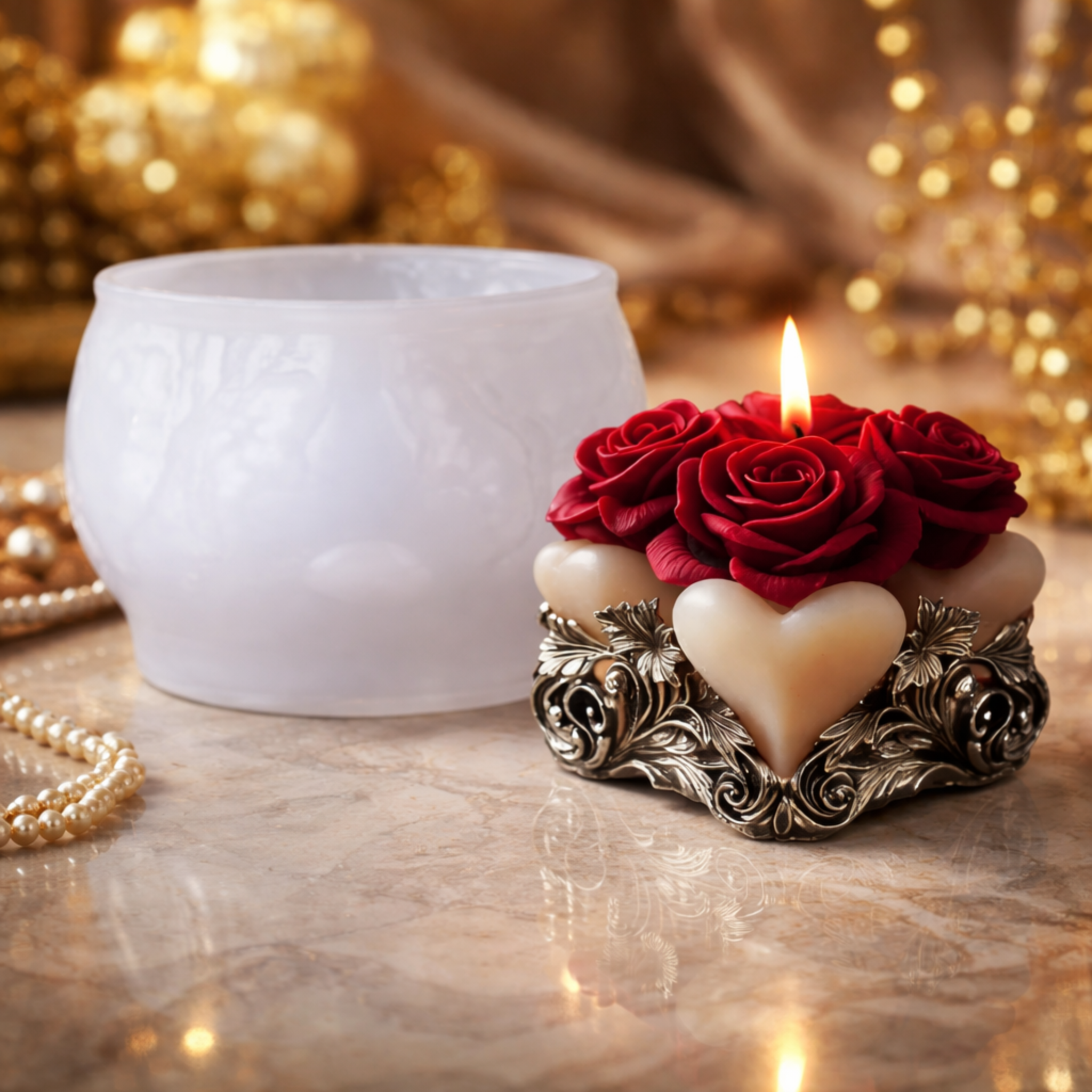 Rose Heart Candle Silicone Mold