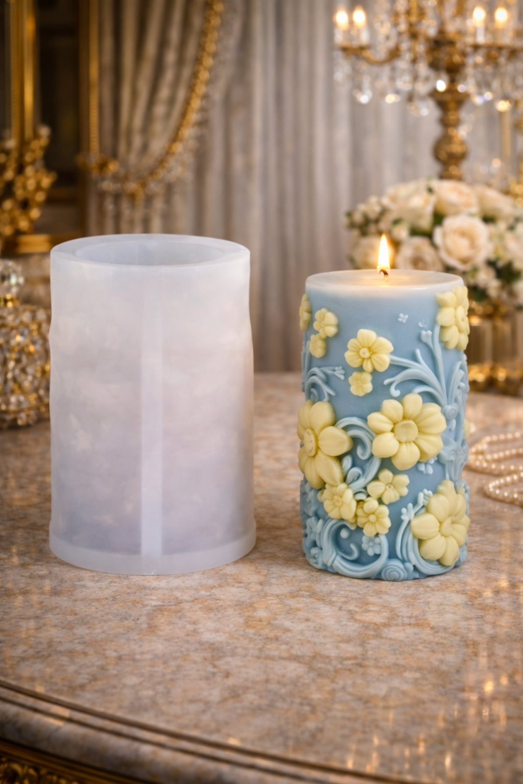 Flower candle mold pillar A
